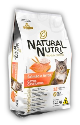 Natural Nutri Ração para Gatos Castrados sabor Salmão 10,1kg