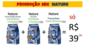 Promoção kit  Mix Nature 3x 500g Curió|Azulão|Bicudo-Tico-Tico-Trinca-Ferro