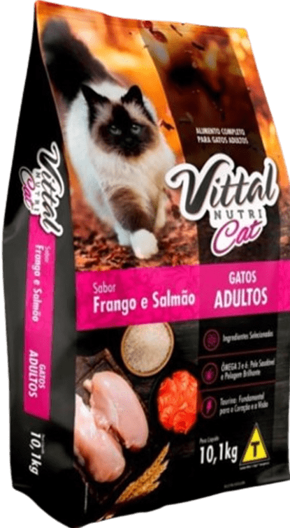 Vittal Cat Nutri ração para gatos sabor Frango e Salmão