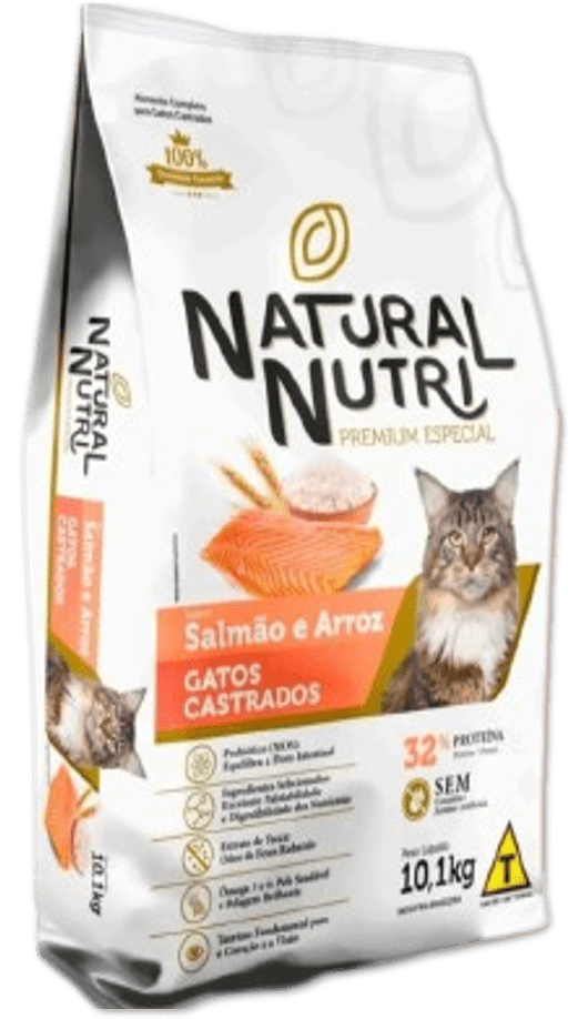 Natural Nutri Ração para Gatos Castrados sabor Salmão 10,1kg