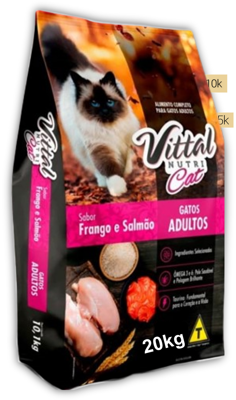 Vittal Cat Nutri ração para gatos sabor Frango e Salmão